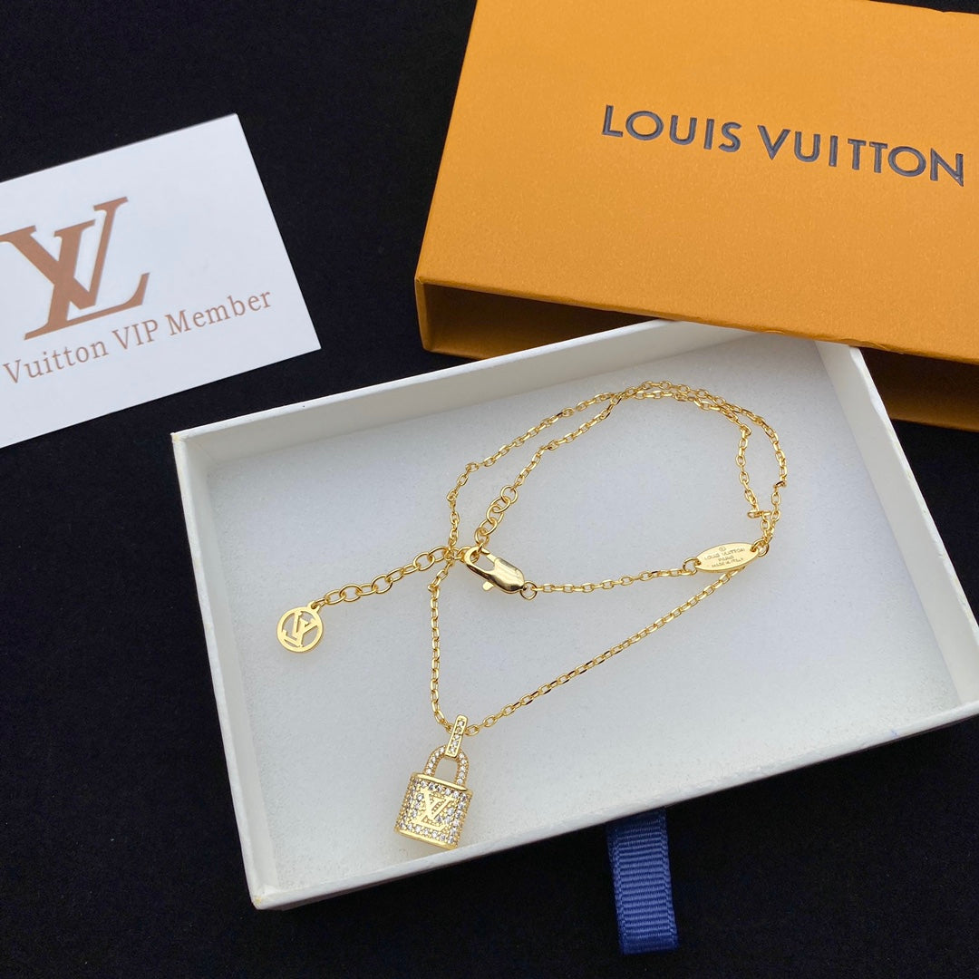 Studded Lock Necklace