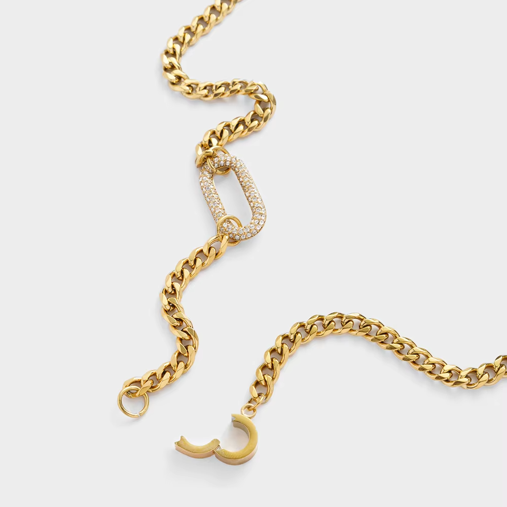 Oval micro pave necklace