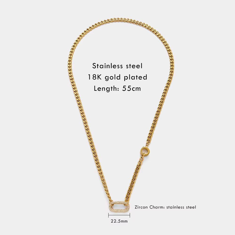 Oval micro pave necklace