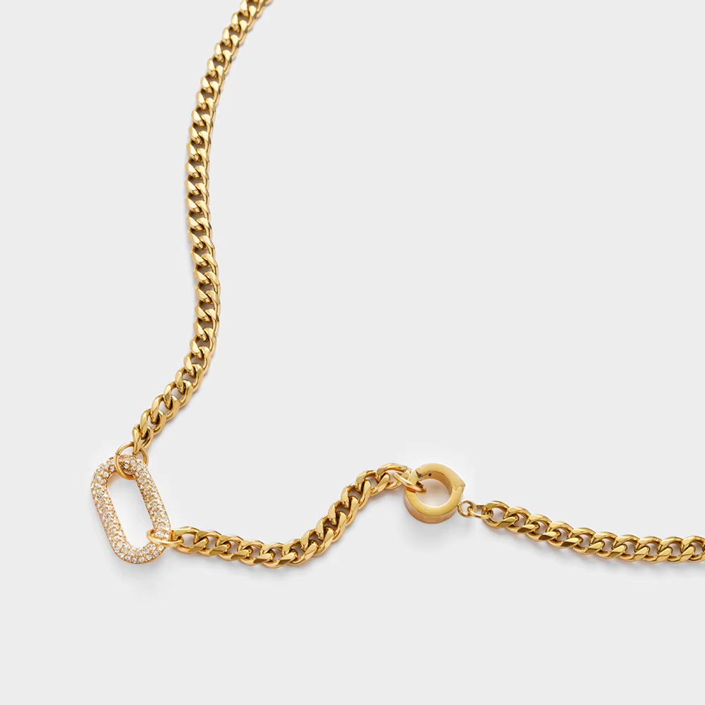 Oval micro pave necklace