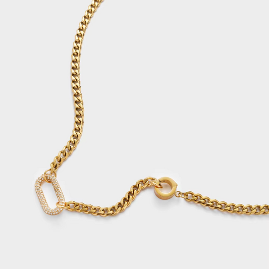 Oval micro pave necklace