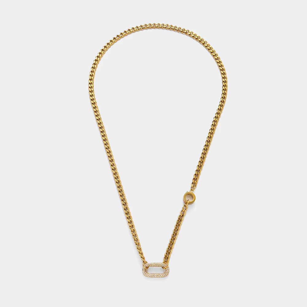 Oval micro pave necklace