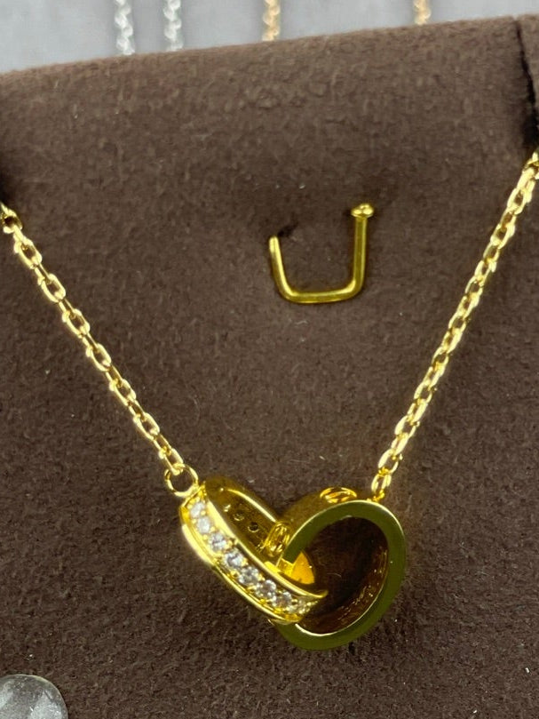 Studded Double Link Necklace