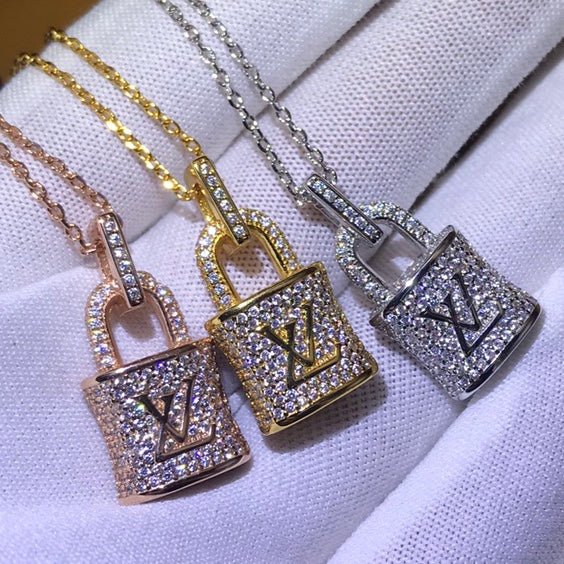 Studded Lock Necklace