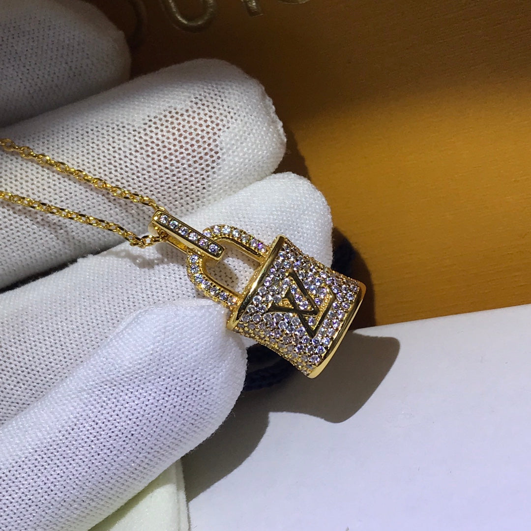 Studded Lock Necklace