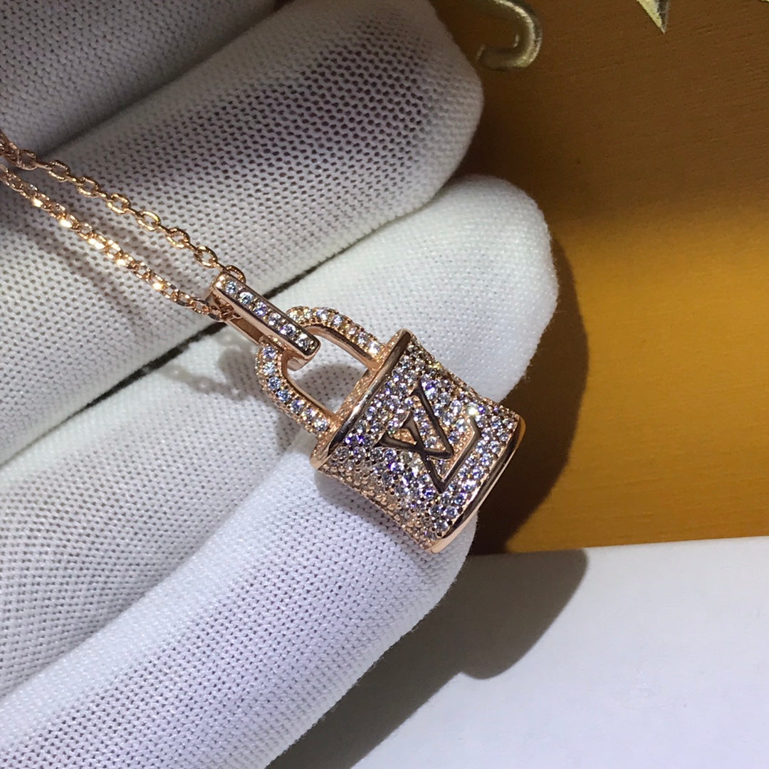 Studded Lock Necklace
