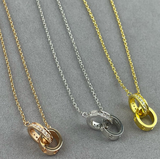 Studded Double Link Necklace